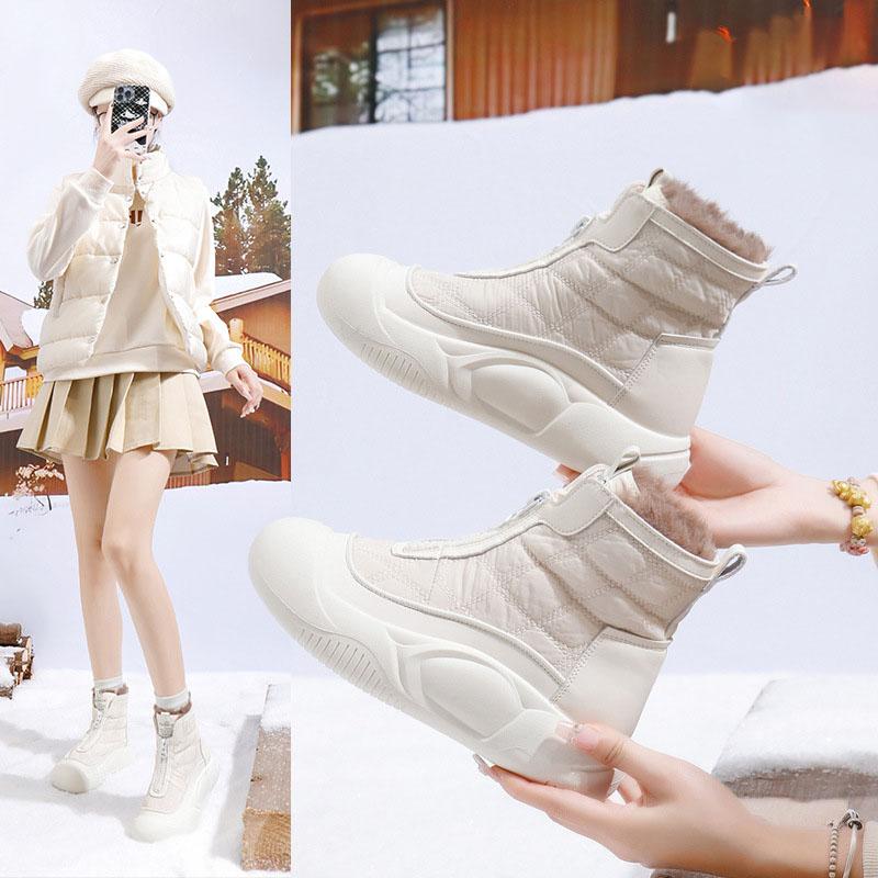 Зимние ботинки для женщин, новые зимние повседневные хлопковые туфли на толстой подошве с плюшевым утеплителем, высокие женские кроссовки Botines De Mujer