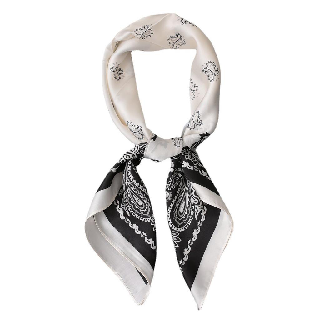 Классический принт 70*70см Шелковый квадратный платок Женская мода Мягкий атласный ободок для волос Шейный платок Галстук Женская повязка на голову Фуляр Лента для сумки