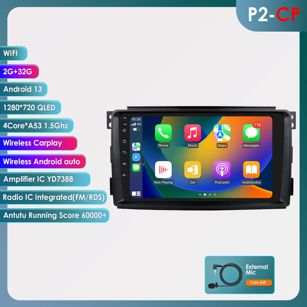 OSSURET Carplay 4G7862 Android 13 автомобильное радио для Smart Fortwo 451 2005 -2015 мультимедийный видеоплеер GPS 2din Автомагнитола интеллектуальный экран DVR Cam RDS
