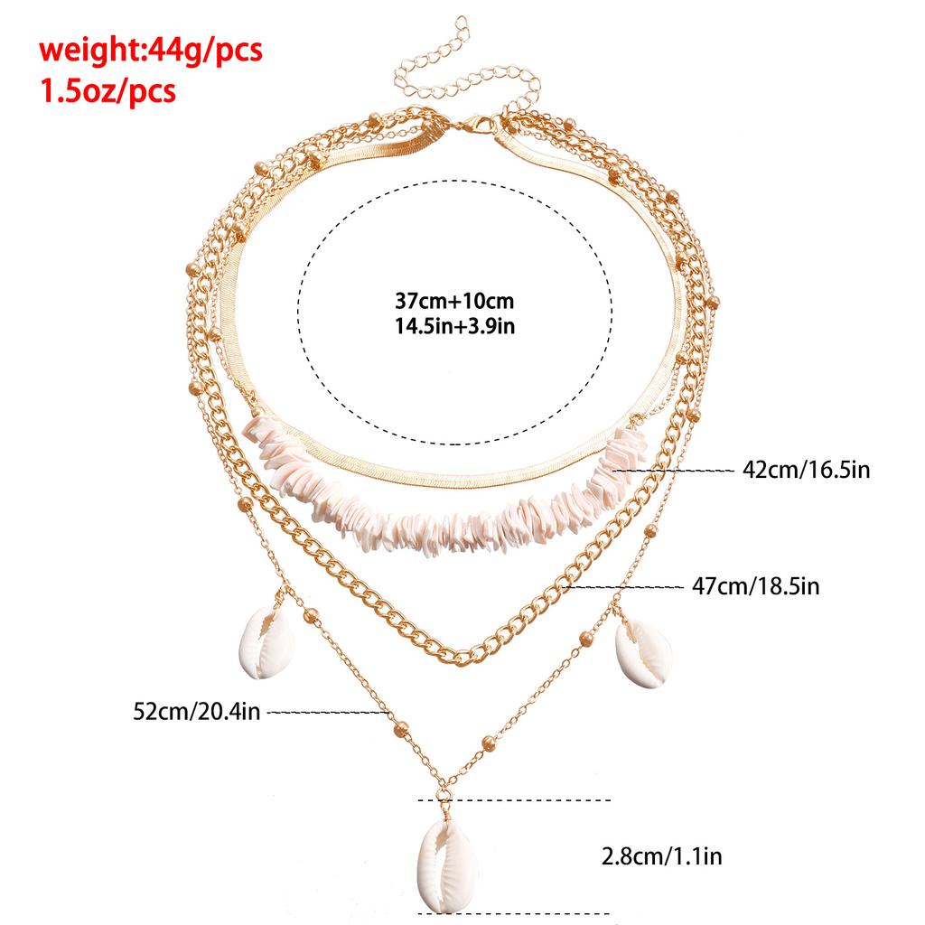 Ожерелье, Многослойная пляжная цепочка из бусин из битого ракушечника, Подвеска, Цепочка на шею, Женское ожерелье