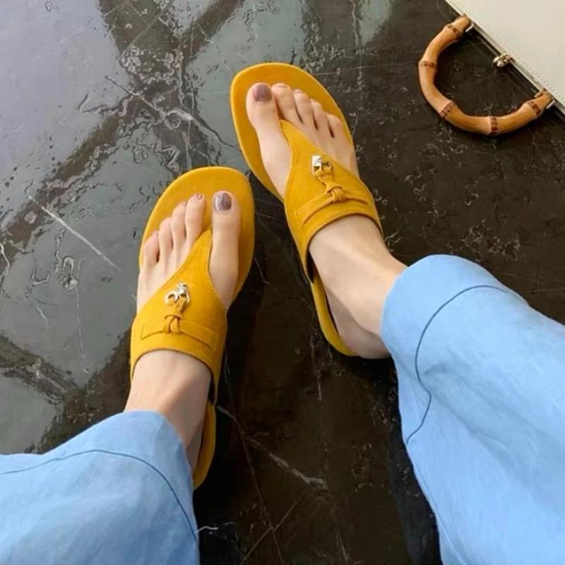 Балетки Женские Тапочки Дизайнерские Туфли с Перемычкой Замшевые Босоножки на Слинге Лето 2025 Новая Обувь Модные Шлепанцы Пляжные Zapatillas Mujer
