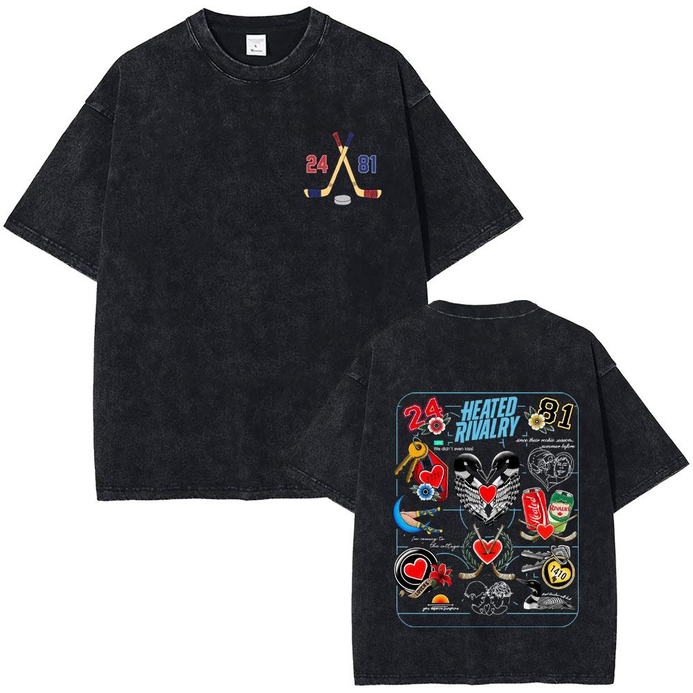 Heated Rivalry Heated All The Time Vintage Washed Tshirt Men Women Fashion Oversized Short Sleeve Tees Male Cotton T Shirt