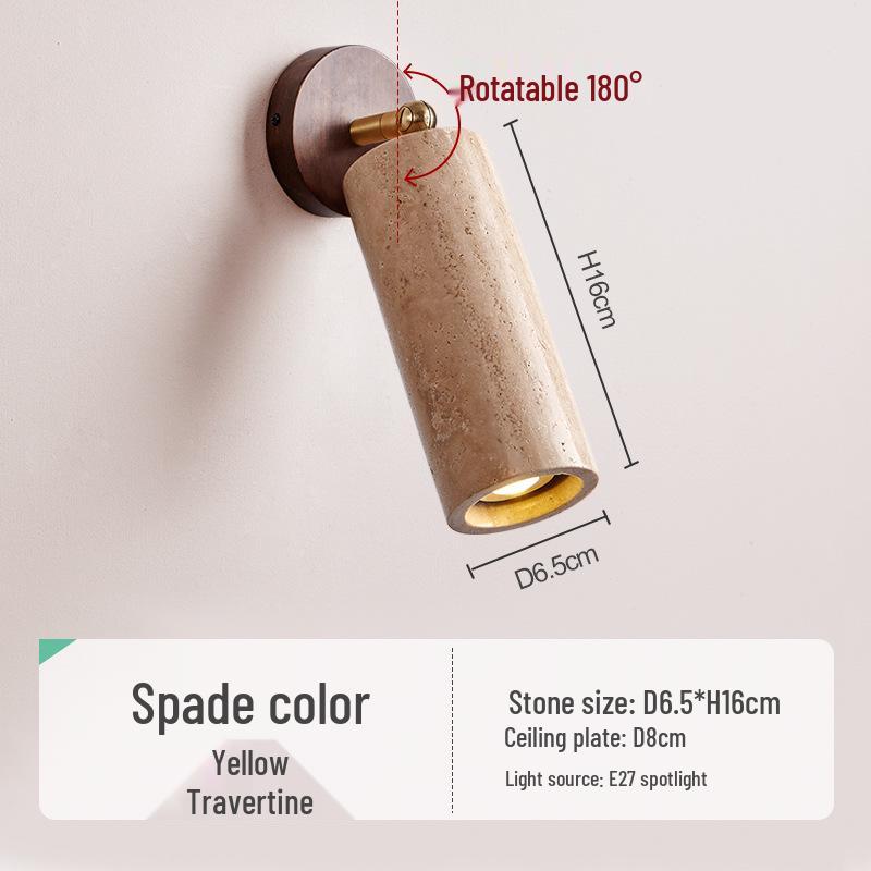Желтый травертиновый настенный светильник в стиле ваби-саби для спальни, внутреннего двора или балкона - Водонепроницаемый уличный светильник.