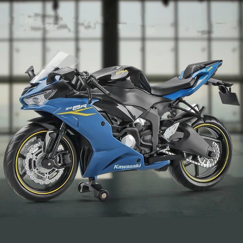 1/12 Kawasaki Ninja ZX-6R Модель мотоцикла для кросс-кантри Симуляция Металлическая модель уличного гоночного мотоцикла Коллекция Детские подарки