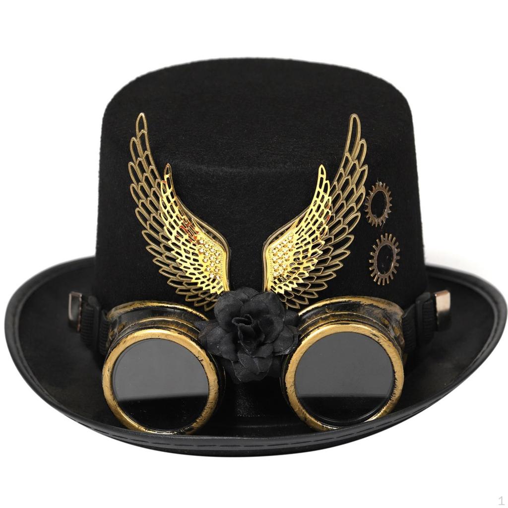 Steampunk Top Hat Eyepiece Lens Details Headpiece Wing Decoration