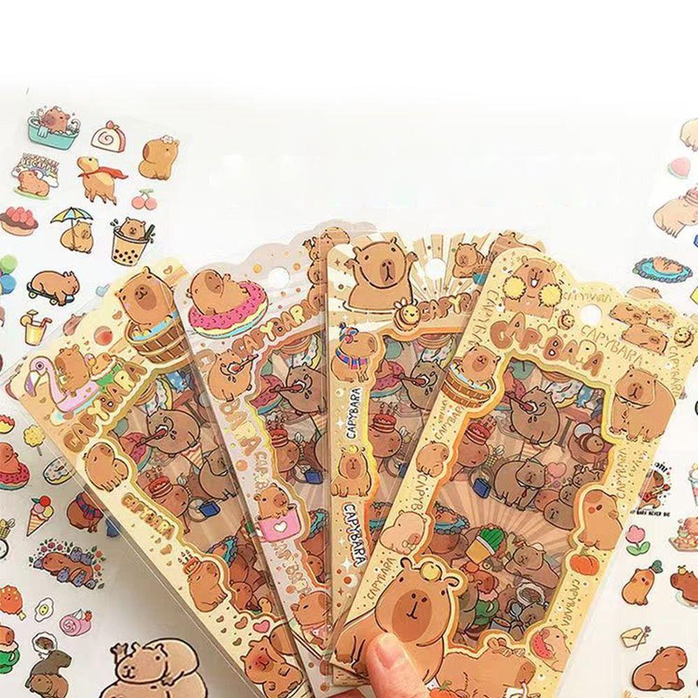 4Pcs/bag Cartoon Capybara Sticker Stationery DIY Decorative Stickers  Children