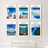 Tuscany Santorini California Morocco Japan Iceland Minimalist Travel Landscape Poster Canvas Painting Wall Art Picture Home Deco