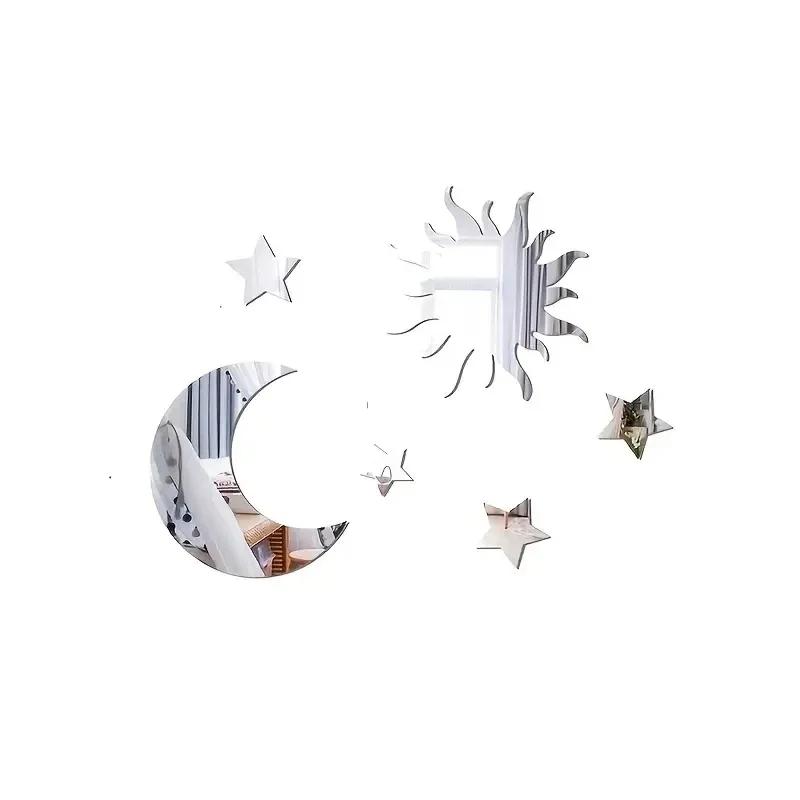 6 шт. Набор наклеек на стену-зеркало "Звезда и Луна" - Декор Ramadan Kareem, Товары для спальни, гостиной, праздников, дней рождения