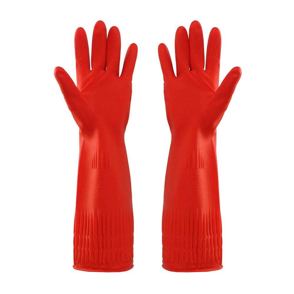 1 Pair Waterproof Heavy Duty Rubber Gloves Extra Long Work Safety Cuffs Car Washing Gloves Kitchen