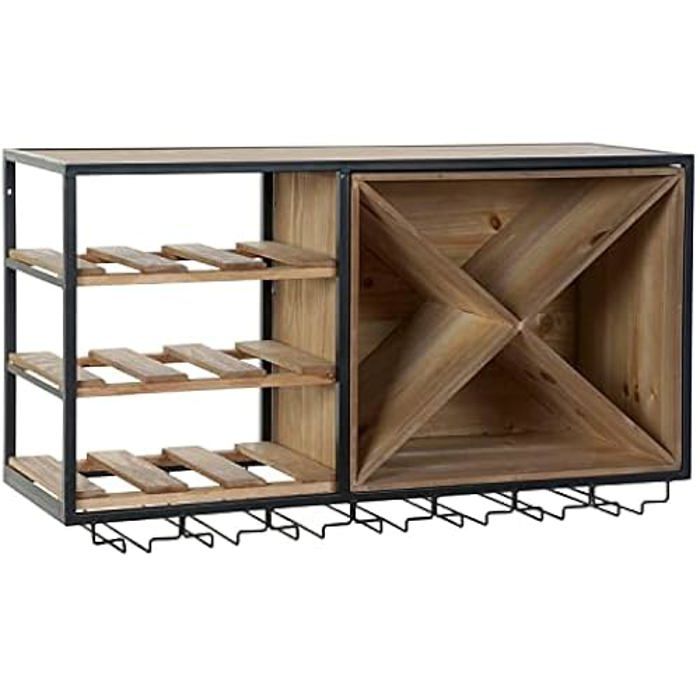 Porte-bouteilles - DKD HOME DECOR - Standard - Métal Et Bois - Noir Et Marron - 24x80x44 Cm