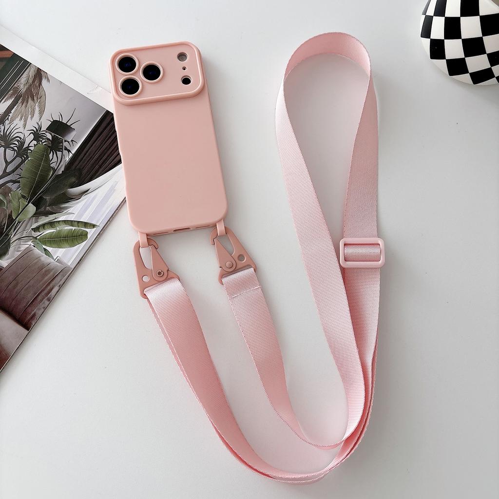 Силиконовый чехол для телефона конфетного цвета для IPhone 17 13 12 16 E 15 14 11 Pro Max Наплечный ремешок-шнурок Ожерелье Мягкая крышка