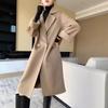 Women's 100% Wool Double-Faced Long Coat with Suit Collar - Loose Fit, Bathrobe Style for Autumn/Winter Fashion.