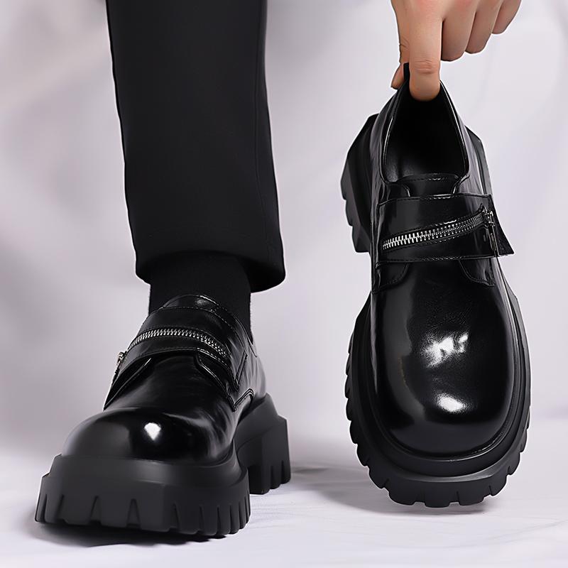 Мужские кожаные туфли дерби, толстая подошва, дизайн в британском стиле, для отдыха, вечеринки, бизнеса, офиса, роскошная обувь для взрослых, коричневые и черные
