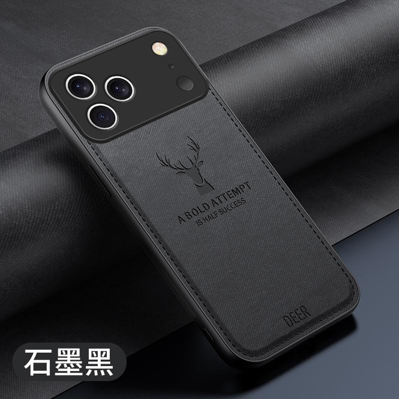 Для iPhone 17 Pro Max Роскошный Чехол-Крышка из Ткани и Кожи с Рисунком Головы Оленя Для iPhone Air 17Pro Ударопрочный Мягкий Задний Корпус