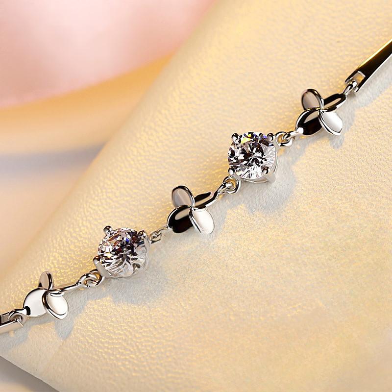 S925 Серебряный браслет с цветами клевера Su Xin, женский браслет, серебряные украшения в корейском стиле
