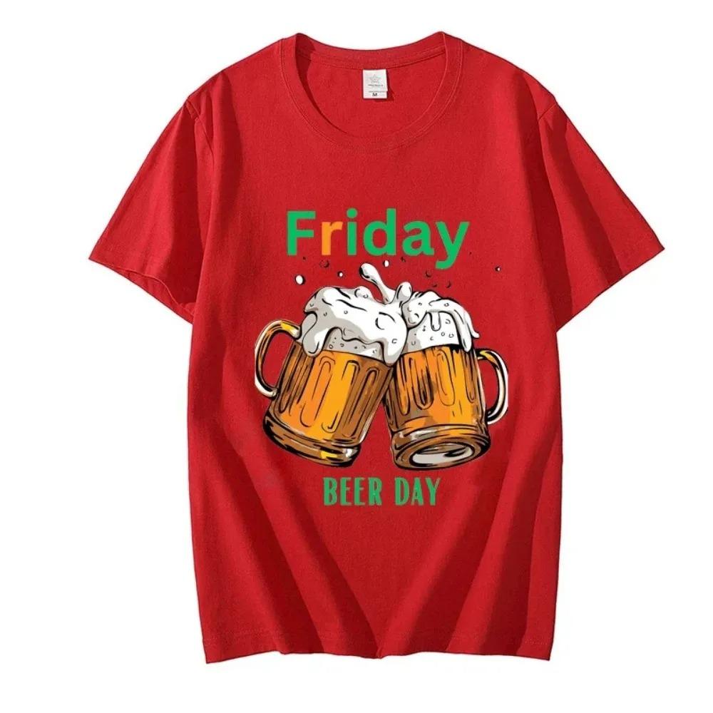 Футболка с принтом Friday Beer Day, топы, футболки для мужчин, топы в стиле хип-хоп, рубашки, футболки с коротким рукавом для мужчин, летняя одежда для мужчин, топы