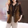 Hooded Vest Jacket Women's Spring and Autumn Zipper Solid Color Pockets Outside Sleeveless Tops