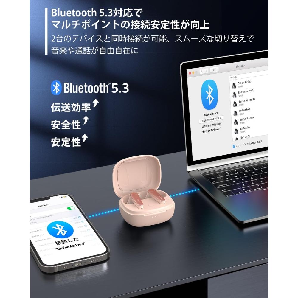 [Золотая награда VGP 2023] Беспроводные наушники EarFun Air Pro 3 с функцией ANC [Шумоподавление до Bluetooth 5.3 + 43 дБ] Оснащены чипом QCC3071 с поддержкой aptX adapt