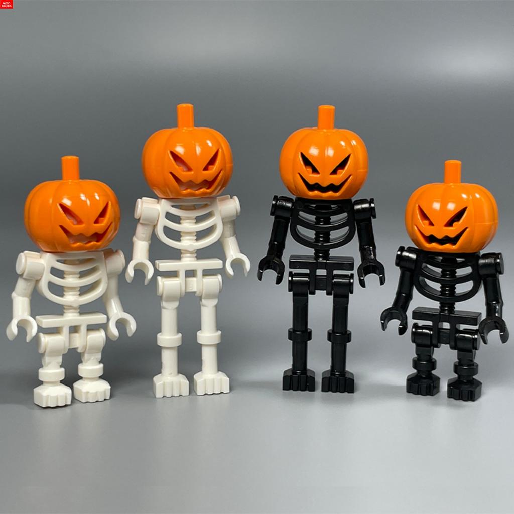 Нетоксичные Moc Кирпичи DIY Черно-Белый Тыква Скелет Череп Сборка Фигурка Образовательные Строительные Блоки Детские Игрушки Подарки