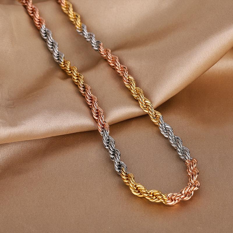 Jewelry Style Design Necklace Women'S Electroplated Color Gold Twist Rope Chain Set