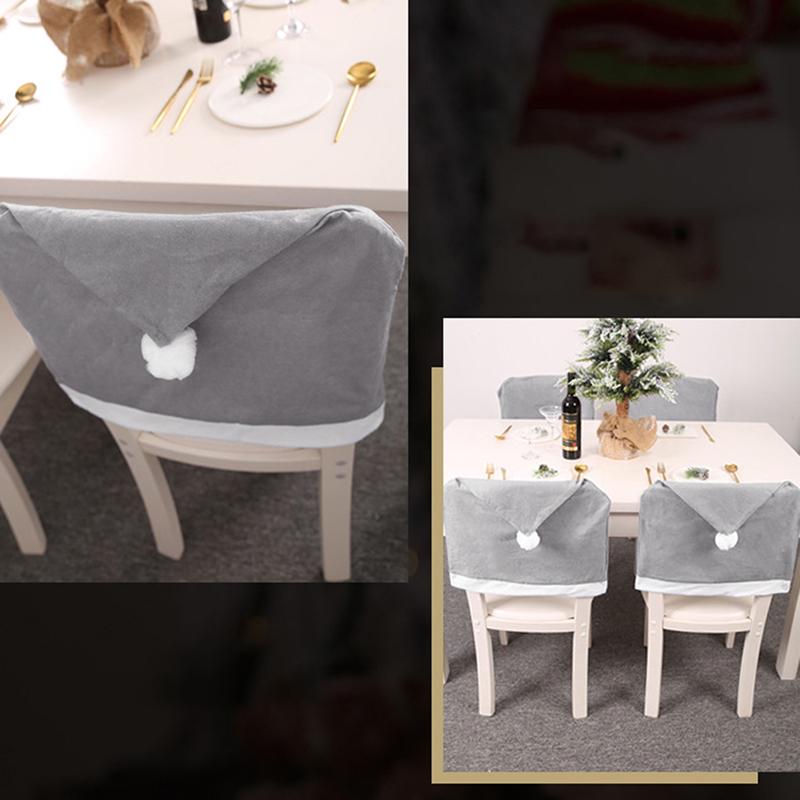 Чехлы для стульев в рождественских шляпах, чехлы для стульев на рождественский стол, декор для рождественской вечеринки