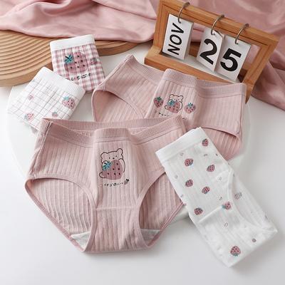 Новые милые клубничные женские трусики, подростковое хлопковое нижнее белье, трусы для девочек