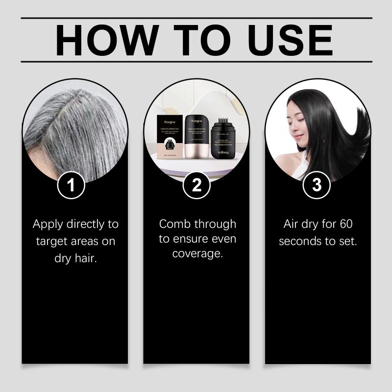 Long Lasting Black Waterproof Hair Touch Up Pen Plant Based Fast Gray Hair Concealment for Special Events and Daily Wear