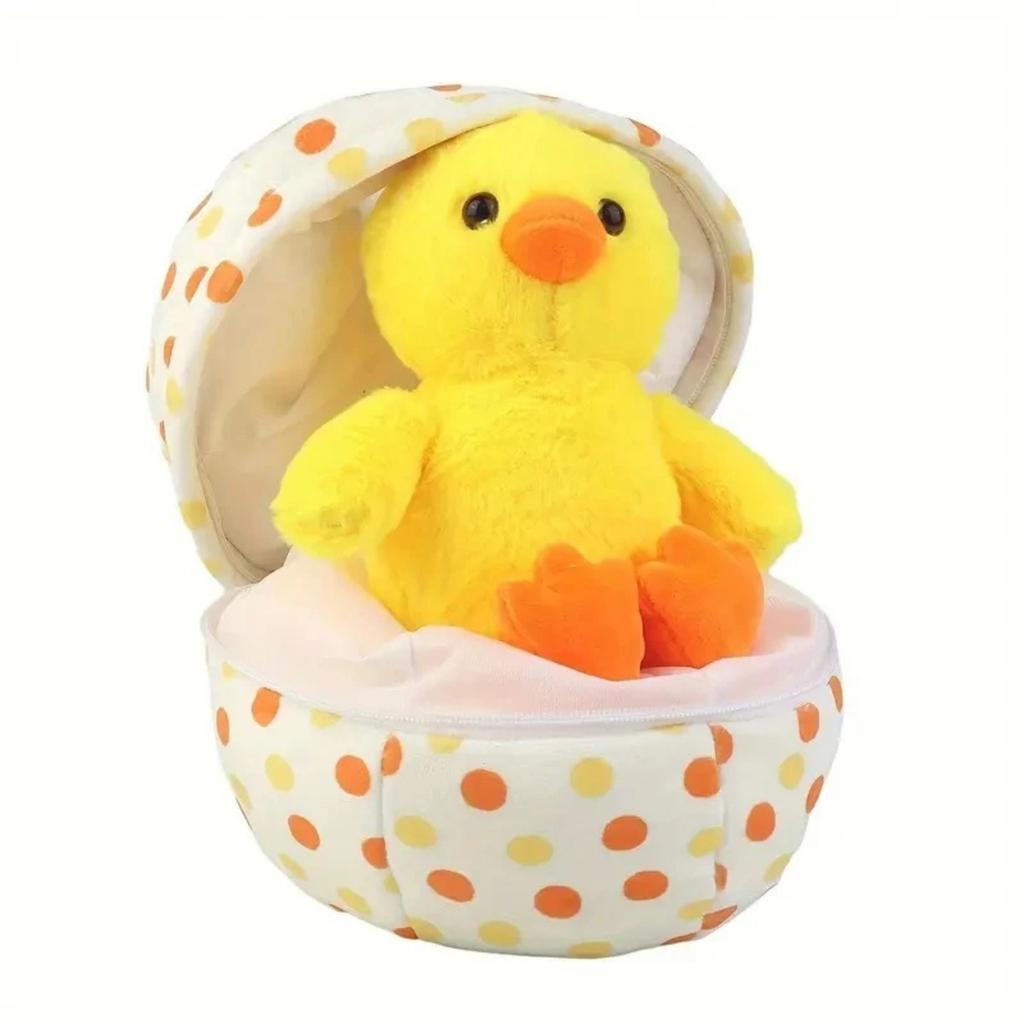 Egg-Shaped Animal Den Plush Toys - Raccoon, Salamander, Floppy Eared & Yellow Quacker Stuffed Dolls