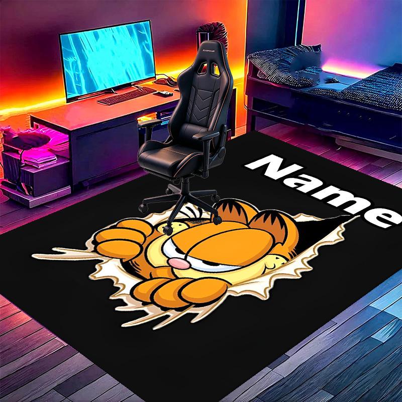 Custom Name Personalized Garfield Print Carpet, Versatile Home Decor Rug, for Playroom, Apartment, Balcony, Entryway, Hallway Gift