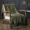 Plaid - Sixtine - 180 x 220 cm - Coton 100% - Vert thym - Lavable à 30° C