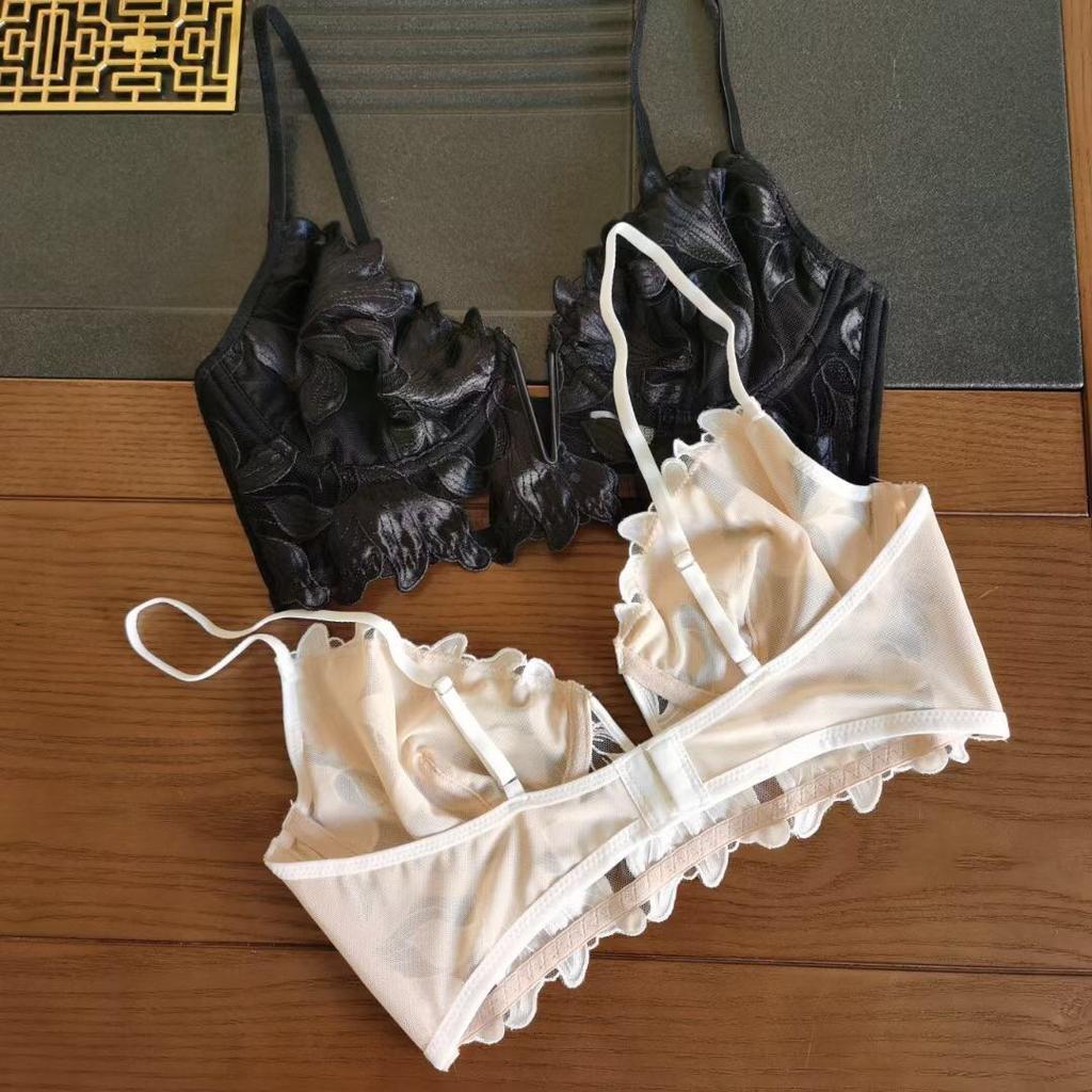 Европейские и американские женщины, сексуальный комплект с бюстгальтером и трусиками с глубоким V-образным вырезом, комплект кружевного нижнего белья с вышивкой, ультратонкий комплект нижнего белья с эффектом пуш-ап