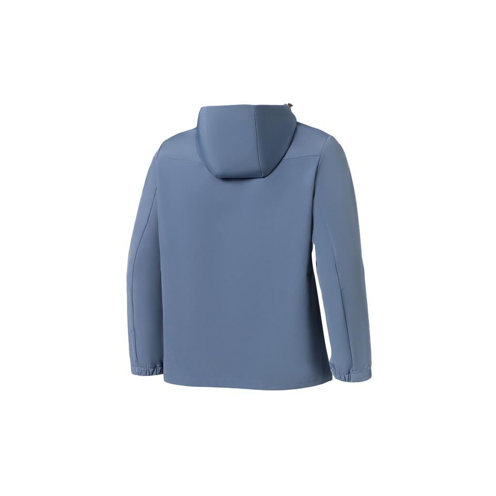 Li-Ning Фитнес-серия, однотонная повседневная спортивная куртка с капюшоном и длинными рукавами, мужская куртка светло-синего цвета AFDS005-2