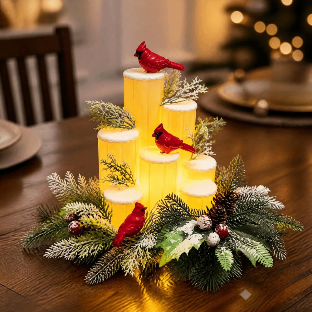 Hand-painted Christmas Decoration Resin, Nordic Style Ornament LED Candle Light Festival Gift