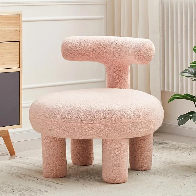 Скандинавское кресло для отдыха из овечьей шерсти - Низкий тканевый пуфик для гостиной/спальни/лежебоки