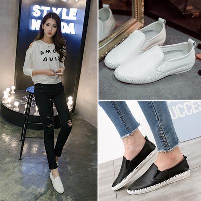 Мода 2025 Удобные лоферы Женские кроссовки из натуральной свиной кожи Маленькие белые туфли Женские эластичные слипоны Простроченные балетки Женские мокасины для медсестры