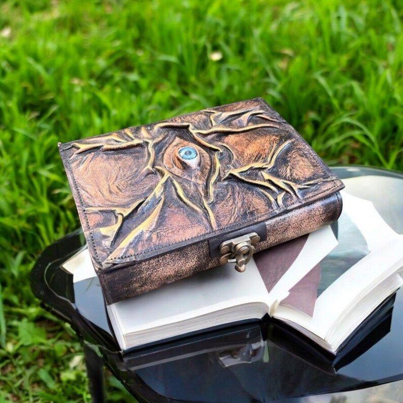 Глаз Кожаный дневник Блокнот Альбом для рисования Винтажная антикварная бумага Декл, Книга теней, Жуткий Гримуар Колдовство 5x7Дневник