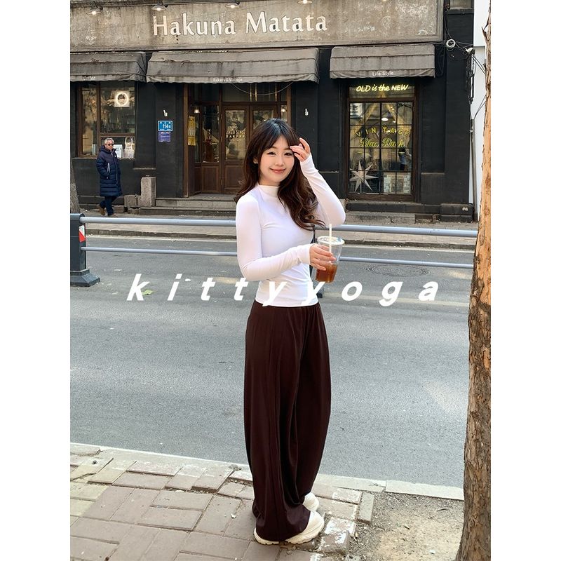 Fall and Winter New Stand Collar Long Sleeve Yoga Wear Skinny Slimming Training Cycling Workout Bottoming Inner Wear Blouse