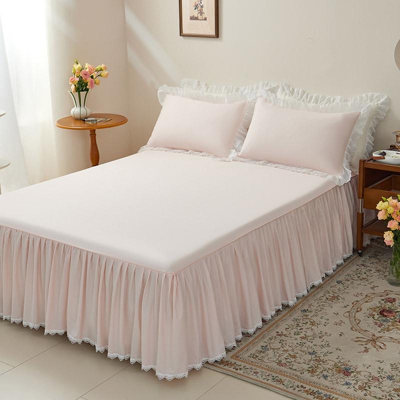 1 шт. Подзор для кровати 100% хлопок Покрывало для кровати Кружевное покрывало Однотонное постельное белье Домашний чехол для матраса falda de cama (Нет наволочки)
