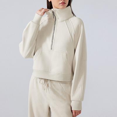 Толстовка с капюшоном на молнии с воротником-стойкой, женская, осенне-зимняя, теплая, утолщенная, однотонная, повседневная, спортивная куртка с большим карманом