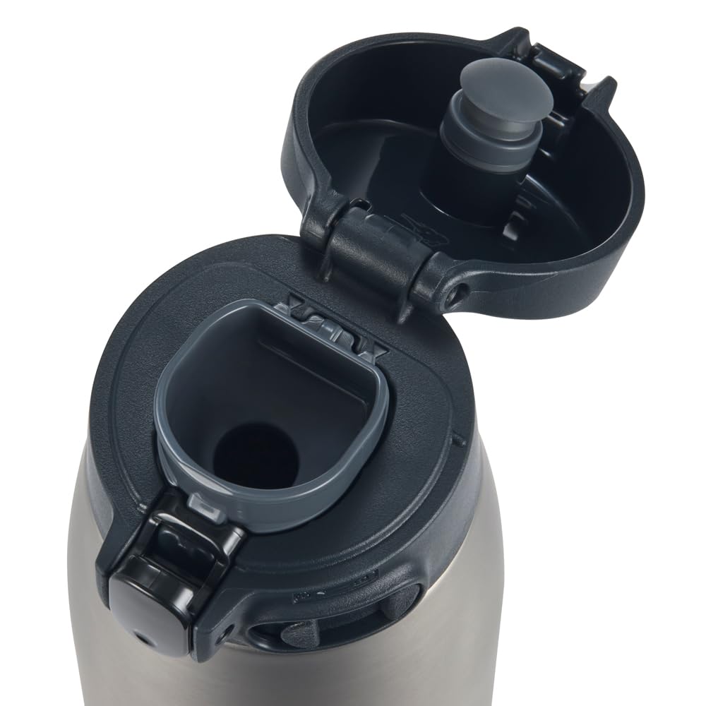 Бутылка для воды ZOJIRUSHI с большой интегрированной крышкой из нержавеющей стали и всего 3 предмета для мытья, бесшовная, емкость, 950 мл, одно касание, кружка, черная,