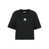 Solid Color Outdoor Casual Sports Crew Neck Pullover Short Sleeve Drop Shoulder T-Shirt Women Tops Black A5RZX-001