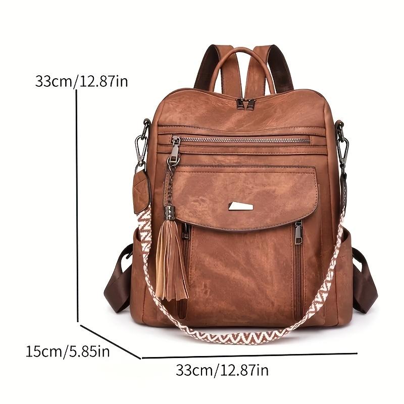 Women's Large Capacity Backpack Stylish, Adjustable Straps, Multiple Compartments, and Decorative Tassel Zipper Pulls Casual