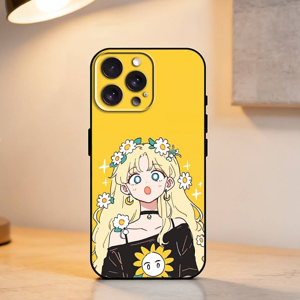 C-Cute G-Girl Иллюстрация Чехол Для Телефона Для iPhone 17,16,15,14,13,12,11 Plus,Pro Max,XS,Мягкий Силиконовый Черный Чехол