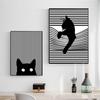 Black White Cat Canvas Poster Abstract Line Wall Art Painting Nordic Posters and Prints Wall Pictures for Living Room Home Decor