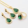 WPAITKYS Зеленый Изумрудно-Белый CZ Золотой Цвет Ювелирные Наборы Для Женщин Серьги-Подвески Ожерелье Подвески Кольца Бесплатная Подарочная Коробка