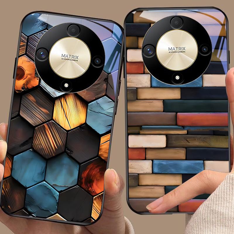 Цветная текстура дерева для Honor Magic 6 50 70 90 Lite X7b 200 Pro Nova 10 Nova 5T X6 P30 Pura 70 Ultra Чехол для телефона из закаленного стекла