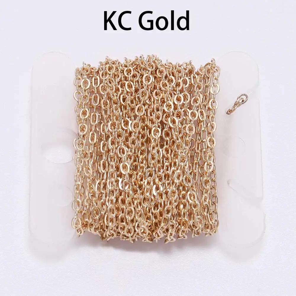 5m/5.47yards 1.5 2.0 2.5 mm Copper Bronze Oval Link Necklace Chain Bulk Brass For Jewelry Making DIY Materials Findings Supplies