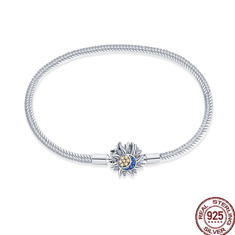 100% Серебряный Браслет Подходит для Оригинальных Бусин-Подвесок DIY Изготовление Украшений Ослепительная Цепочка с Цирконами Браслет Для Женщин