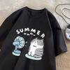 Funny Fan Cat Graphic T Shirts Women Men Cotton T-shirt Casual Summer Short Sleeve Tee Shirt Mens Designer Streetwear Oversized