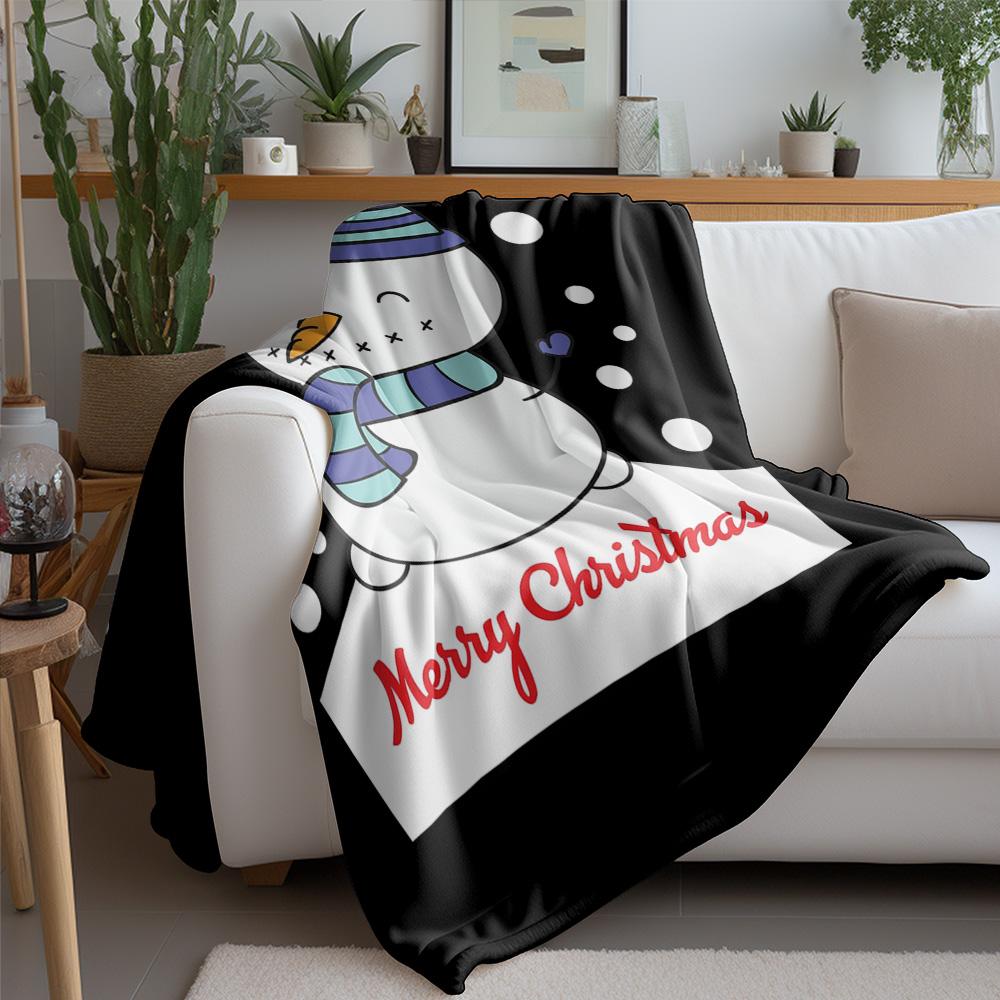 Tuniu Cute Snowman Plush Throw Blanket for Sofa Bed Bedroom Home Decor Gift Warm Soft Fleece Cover
